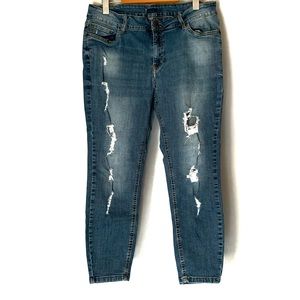 MyStyle Ladies Distressed Blue Skinny Jeans